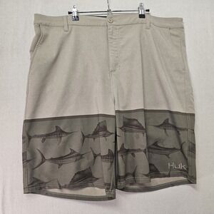 Huk Men's Size 42 Chino New Slam Hybrid Walkshorts Beige Green Fishing 11" Board